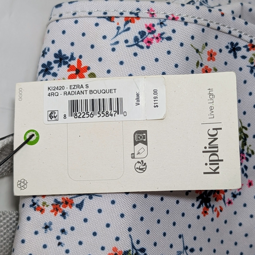 Kipling White Floral Women's Backpack - Picture 9 of 10
